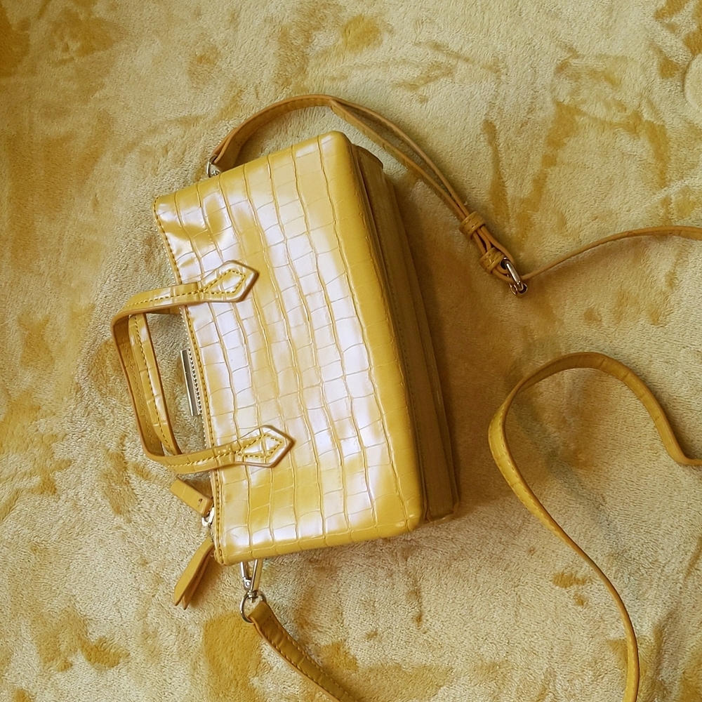 Madison West, mustard yellow crossbody bag